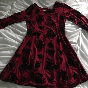 Floral Skater Dress 3/4 Sleeve